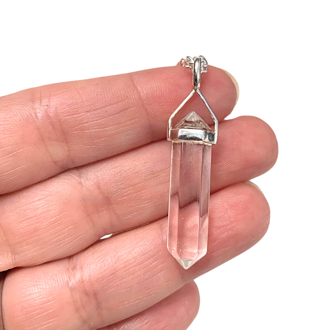 AA Clear Quartz Double Terminated Pendant