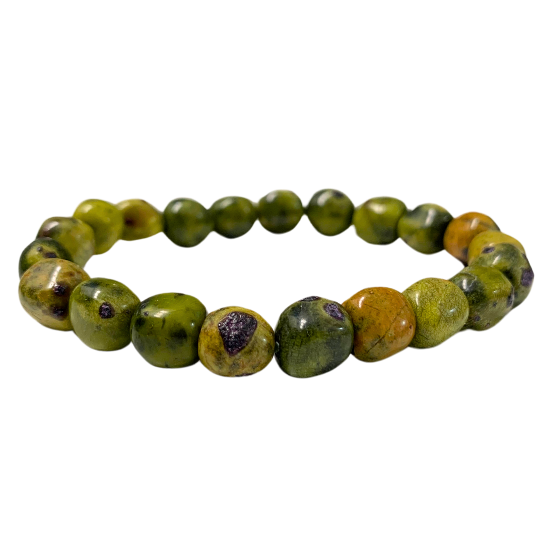 Stichtite in Serpentine (Atlantisite) Tumbled Stone Bracelet