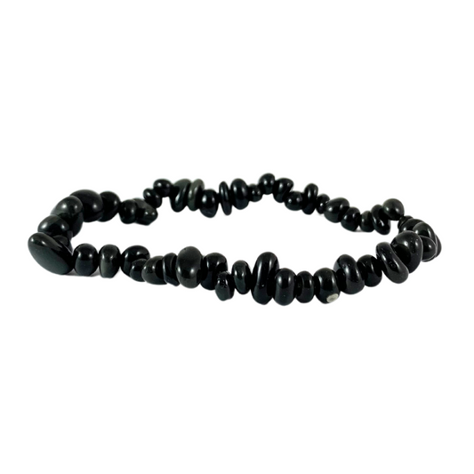 Black Obsidian Chip Bracelet -Rounded