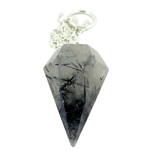 Black Tourmalinated Quartz Pendulum