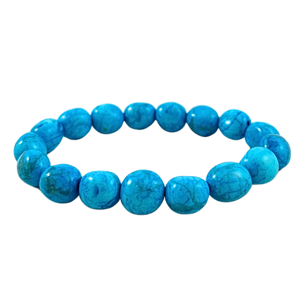 Blue Howlite Tumbled Stone Bracelet