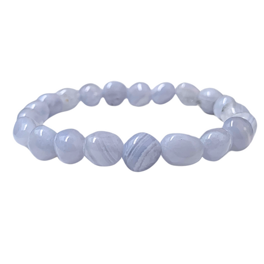 Blue Lace Agate Tumbled Stone Bracelet