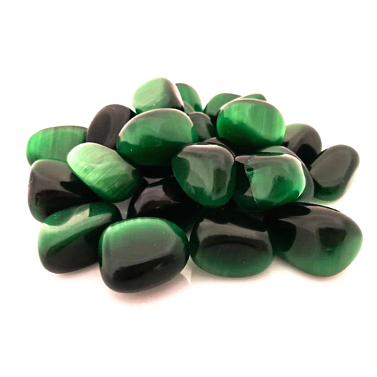 Cat's Eye, Green Tumbled Stones