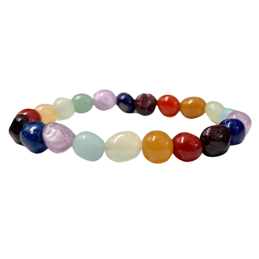 Chakra Tumbled Stone Bracelet Smaller Bead