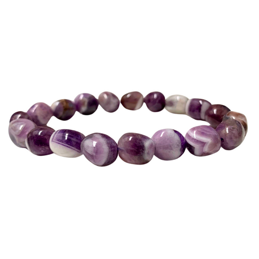 Chevron Amethyst Tumbled Stone Bracelet