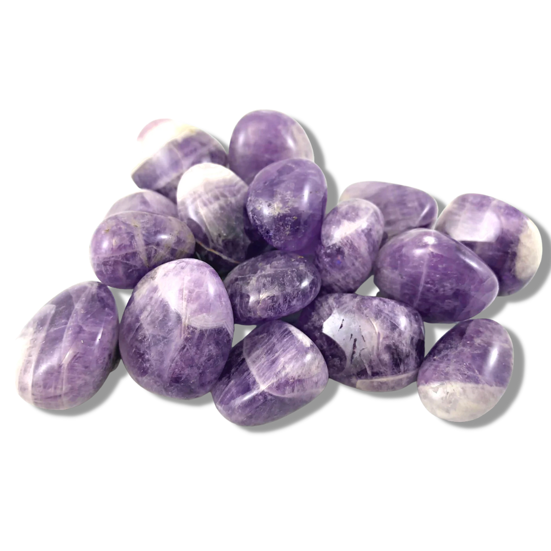 Amethyst, Chevron Tumbled Stones