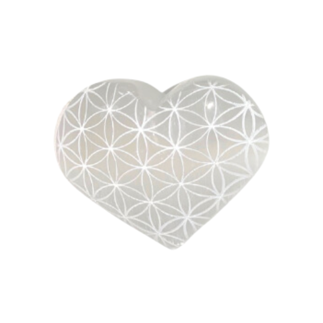 Selenite Etched Hearts -Assorted