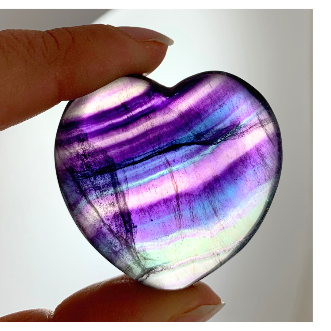 Rainbow Fluorite Hearts