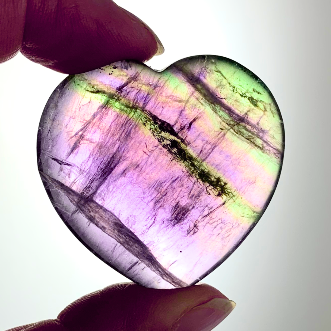 Rainbow Fluorite Hearts