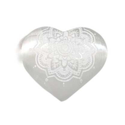 Selenite Etched Hearts -Assorted