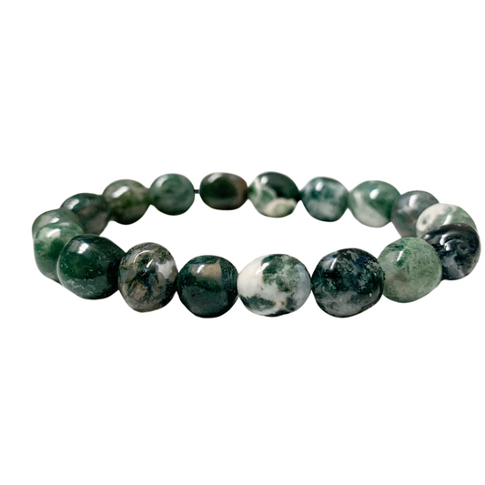 Moss Agate Tumbled Stone Bracelet