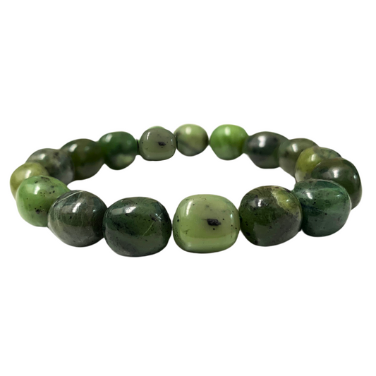 Nephrite Jade Tumbled Stone Bracelet