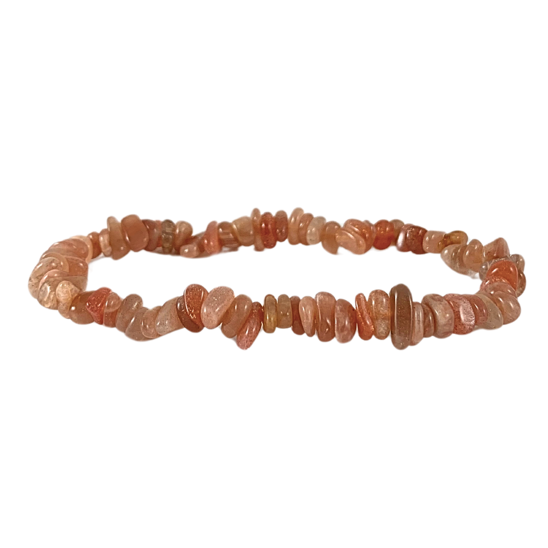 Pink Moonstone Chip Bracelet -Rounded