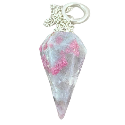 Pink Tourmaline In Quartz Pendulum