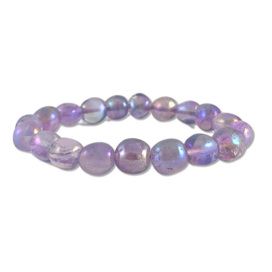 Amethyst Rainbow Quartz Tumbled Stone Bracelet