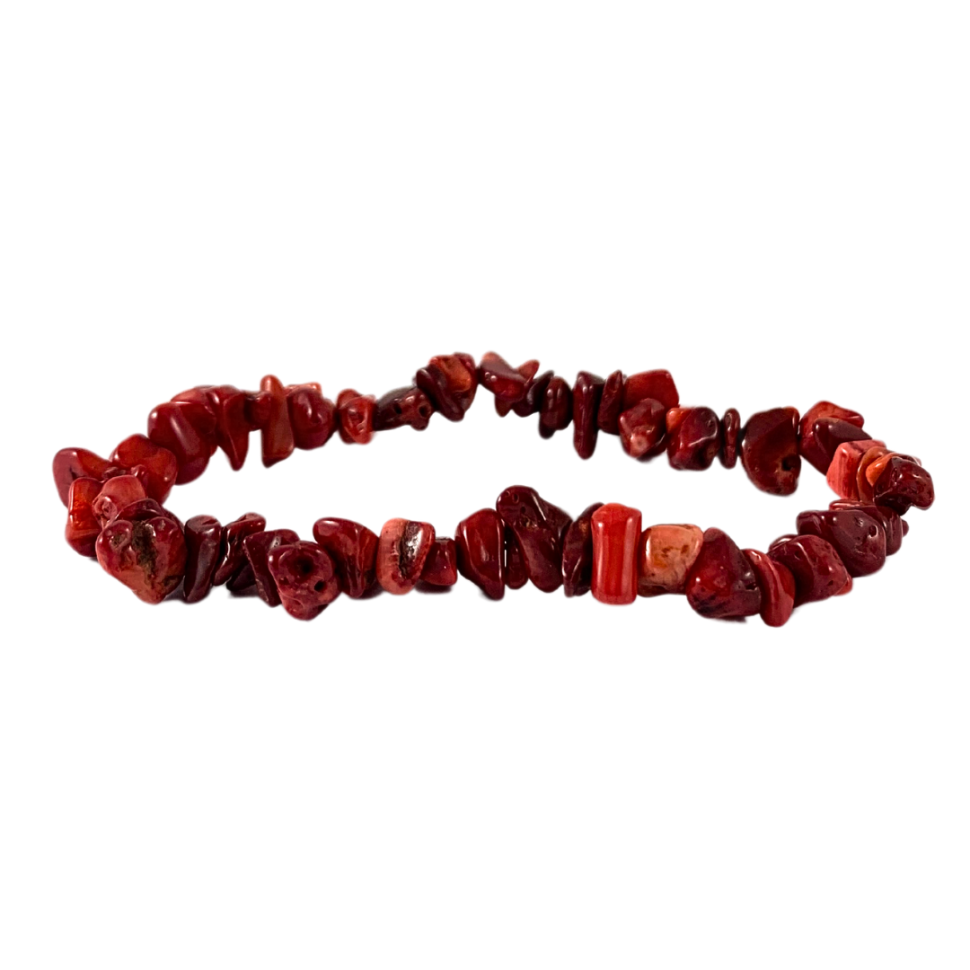 Red Bamboo Coral Chip Bracelet