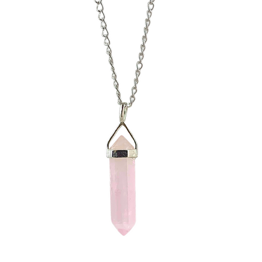 Rose Quartz Double Terminated Sterling Silver Pendant