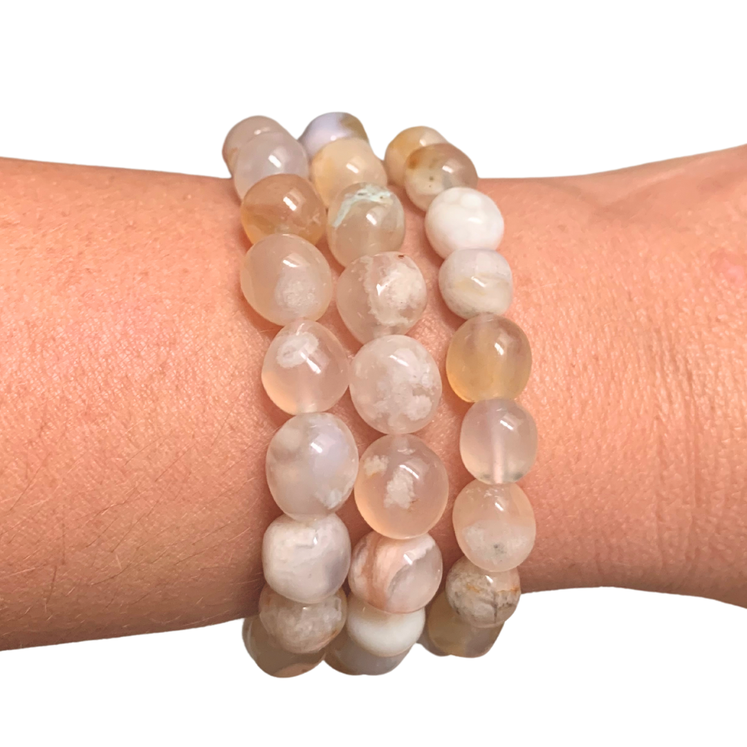 Sakura Agate Tumbled Stone Bracelet