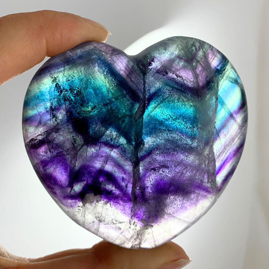 Rainbow Fluorite Hearts