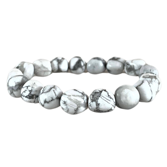 White Howlite Tumbled Stone Bracelet