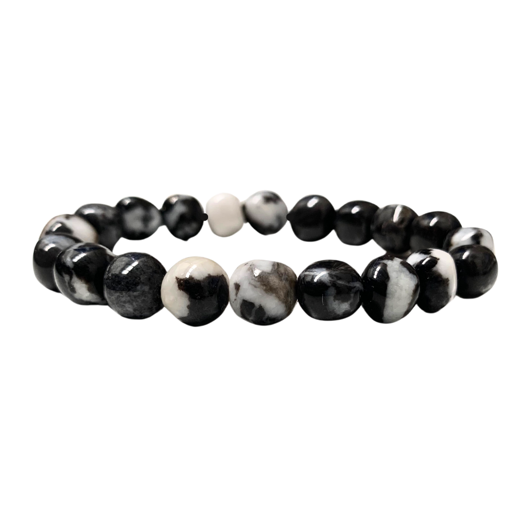 Zebra Marble Tumbled Stone Bracelet