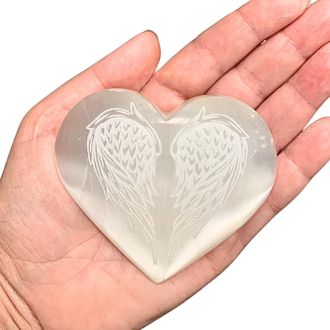 Selenite Etched Hearts -Assorted