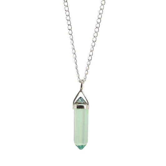 Green Fluorite Double Terminated Sterling Silver Pendant