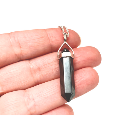 Hematite Double Terminated Sterling Silver Pendant