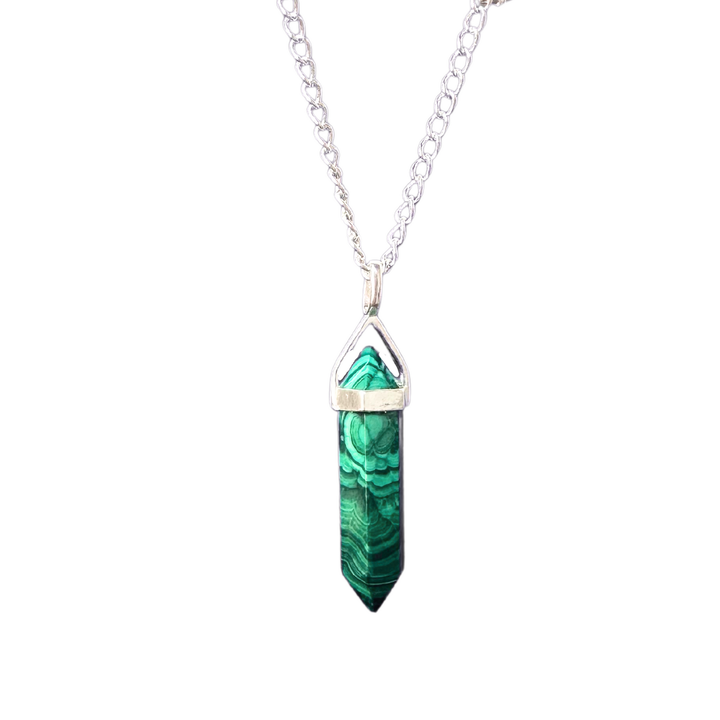 Malachite Double Terminated Sterling Silver Pendant