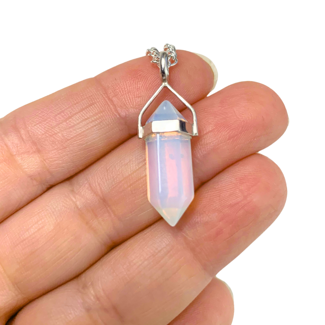 Opalite Double Terminated Sterling Silver Pendant