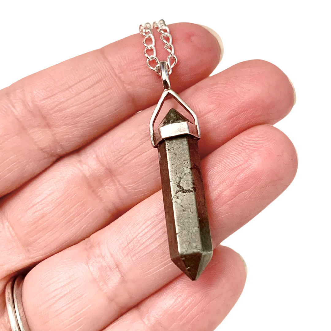 Pyrite Double Terminated Sterling Silver Pendant