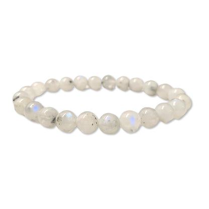 Rainbow Moonstone Round Bead Bracelet