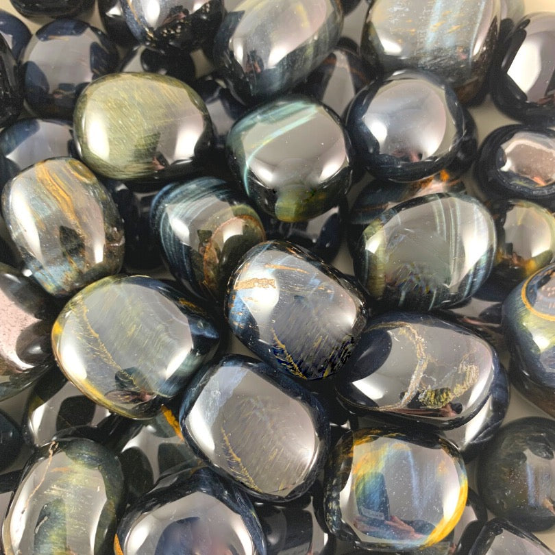 Tiger Eye, Blue Tumbled Stones