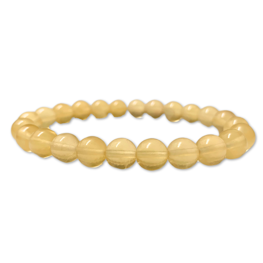 Yellow Fluorite Round Bead Bracelet